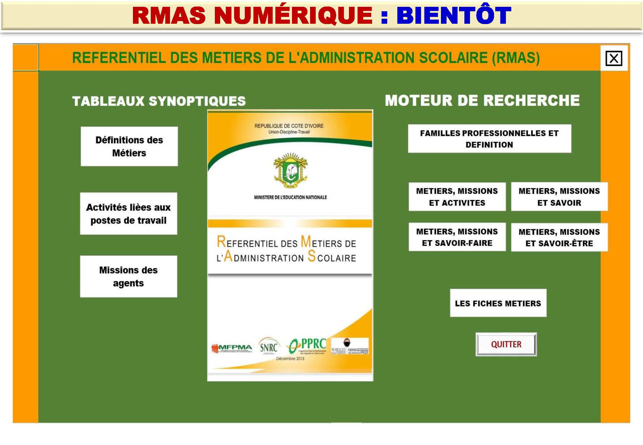 REFERENTIEL DES METIERS DE L'ADMINISTRATION SCOLAIRE (RMAS)